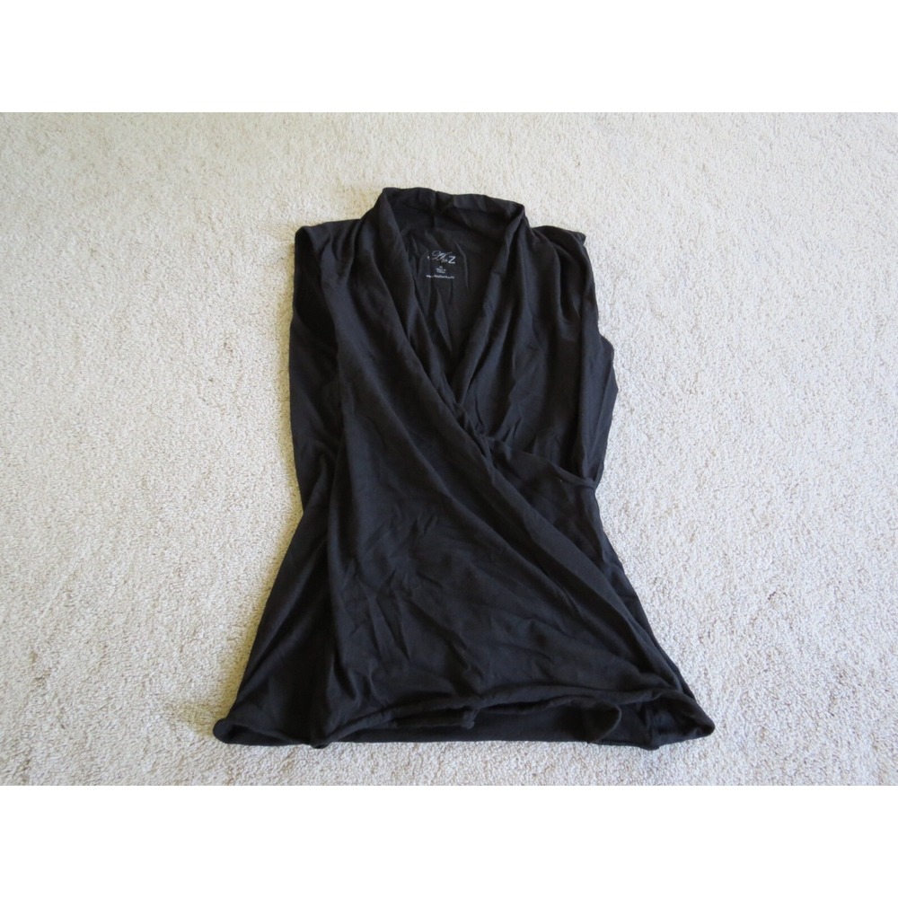 A to Z Tees Womens Black Surplice Wrap Pullover Coverup Top XL Made in Turkey